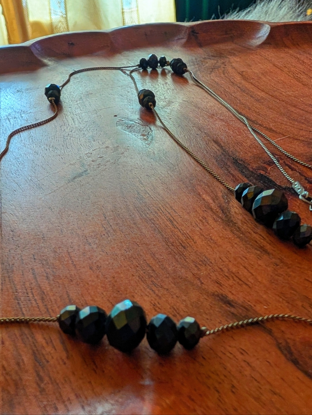 Source Unknown Black Faceted Bead Long Necklace